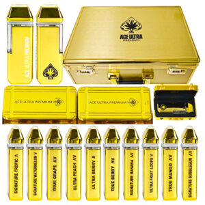 Ace Ultra 2ml empty disposable hardware with gold box packaging